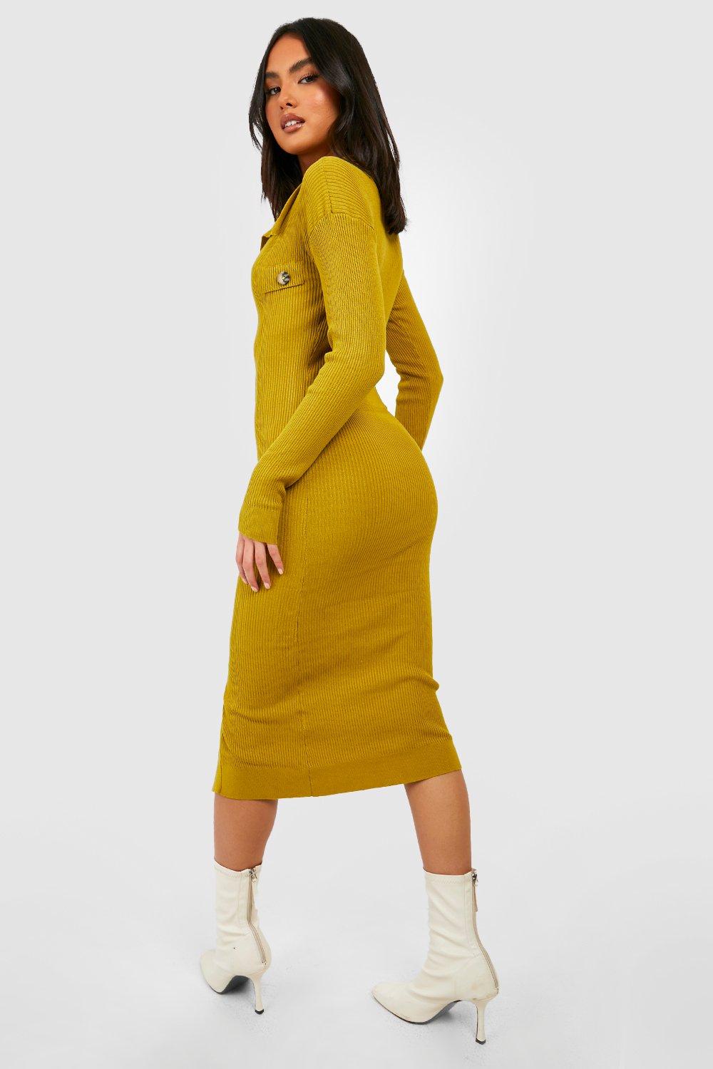レディースウェア Line-Patterned Ribbed Knit Golf Dress Aria Cable-Knit Dress | GUESS Factory