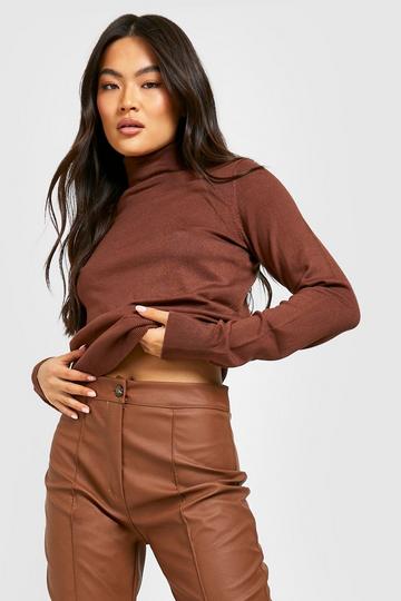Roll Neck Knitted Jumper chocolate