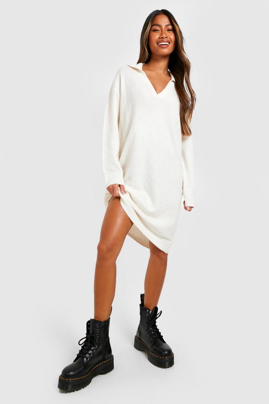 Stone Soft Knit Collared Jumper Dress image number 1