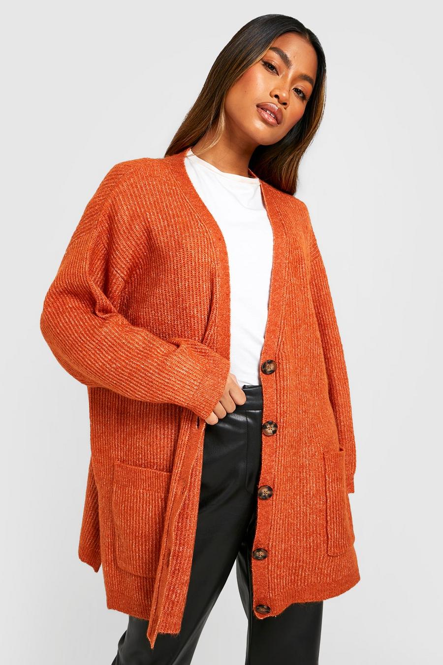 Rust Soft Knit Slouchy Cardigan image number 1