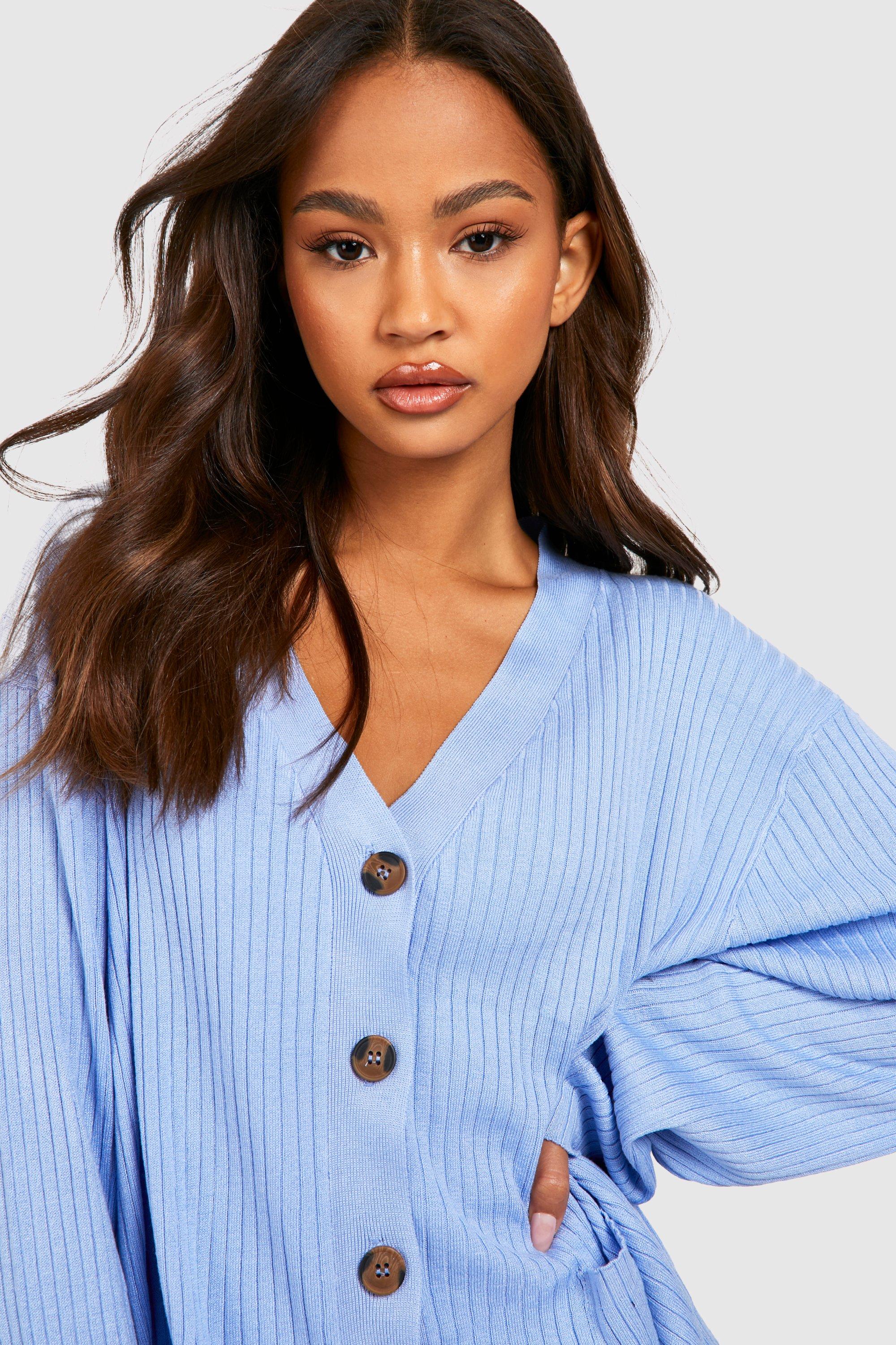 Missguided 2 piece cardigan and cami set in blue