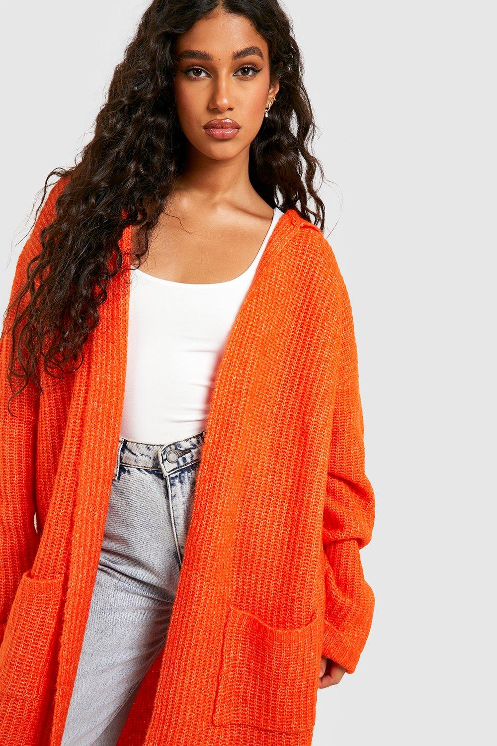 Orange Cardigan, Orange Sweater, Oversize Cardigan, Fall Cardigan, Chunky  Jacket, Open Front Cardigan, Pumpkin Orange Sweater, Hand Knit 