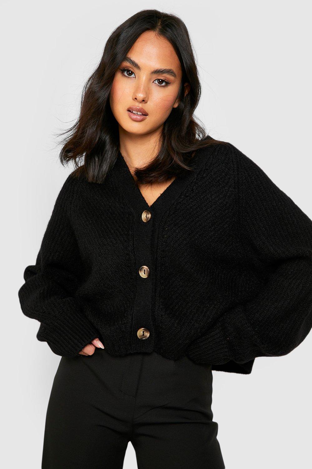 Soft Knit Oversized Cropped Cardigan boohoo UK