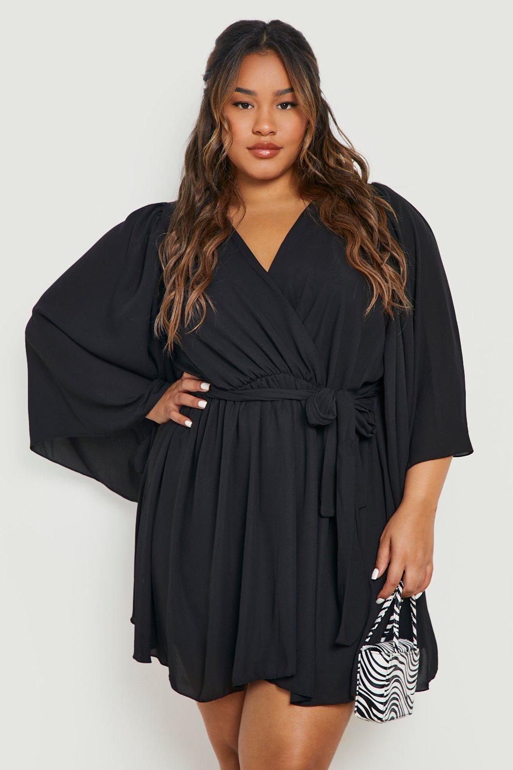 Black wrap sale dress boohoo