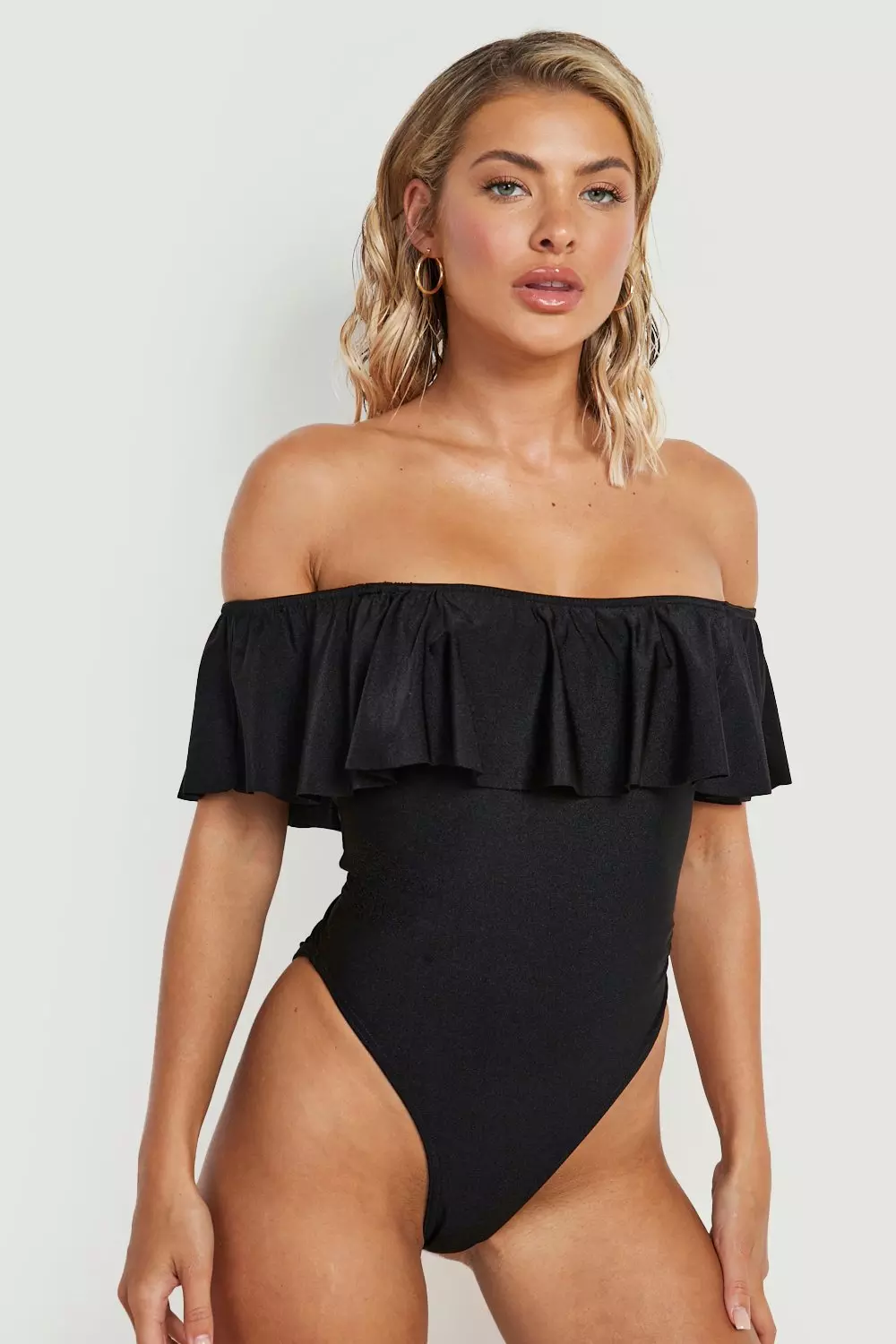 Black store bardot swimsuit