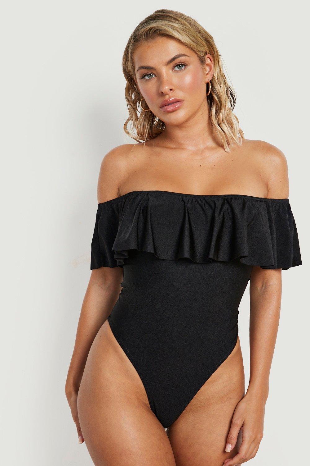 Black sales bardot swimsuit