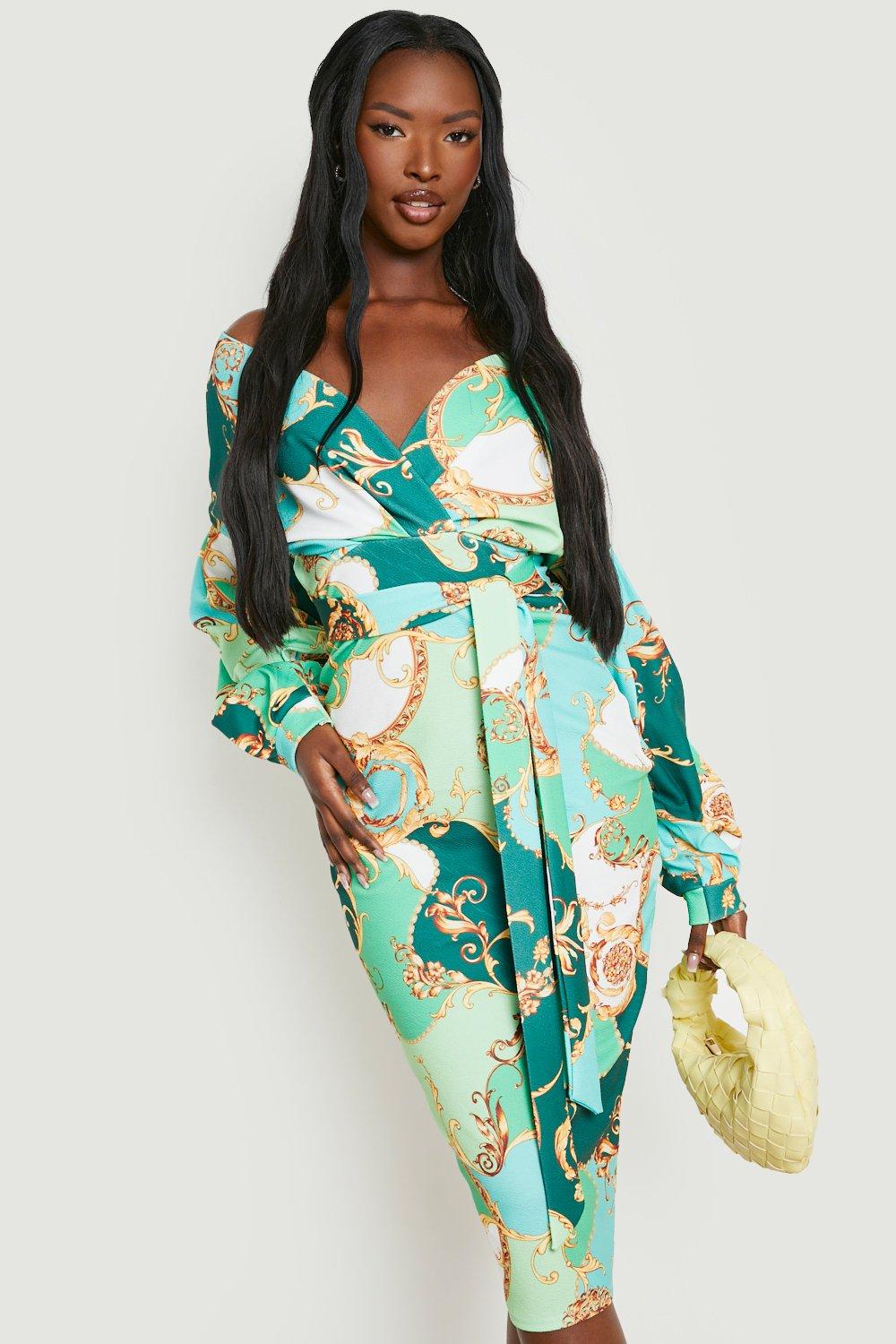 Boohoo chain print dress sale