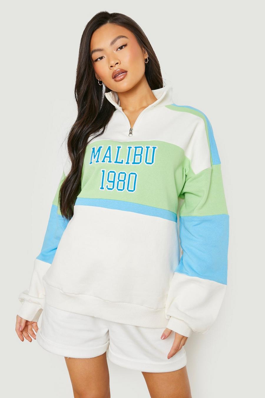 Blue Malibu Colour Block Half Zip Sweater  image number 1