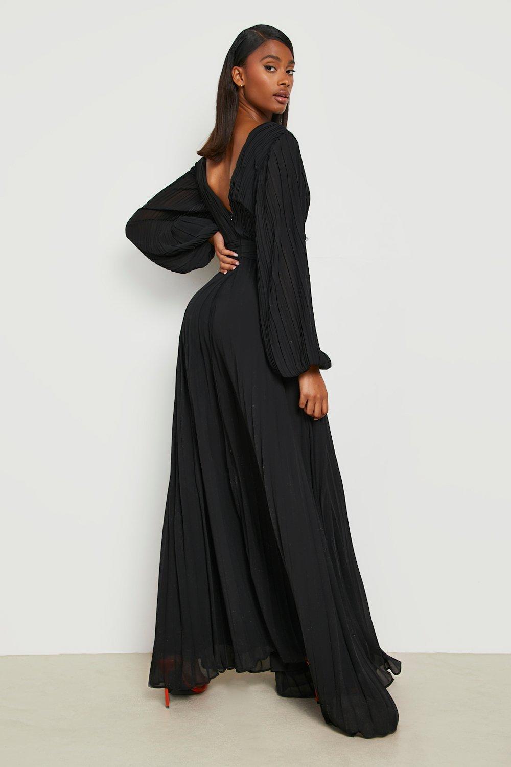 Long sleeve discount plunge maxi dress