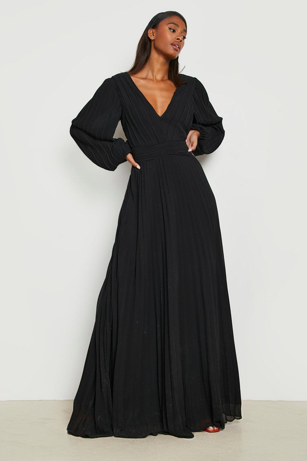 Black chiffon shop floor length dress