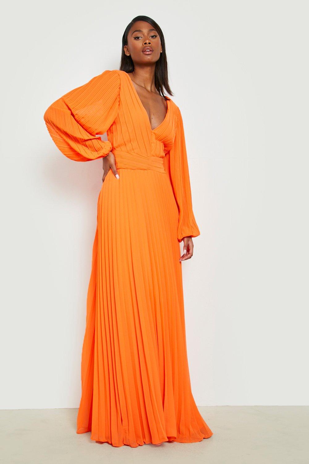 Robe longue plissee en mousseline de soie boohoo FR