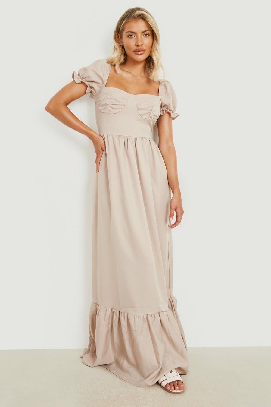 Stone Woven Tiered Sweetheart Maxi Dress image number 1