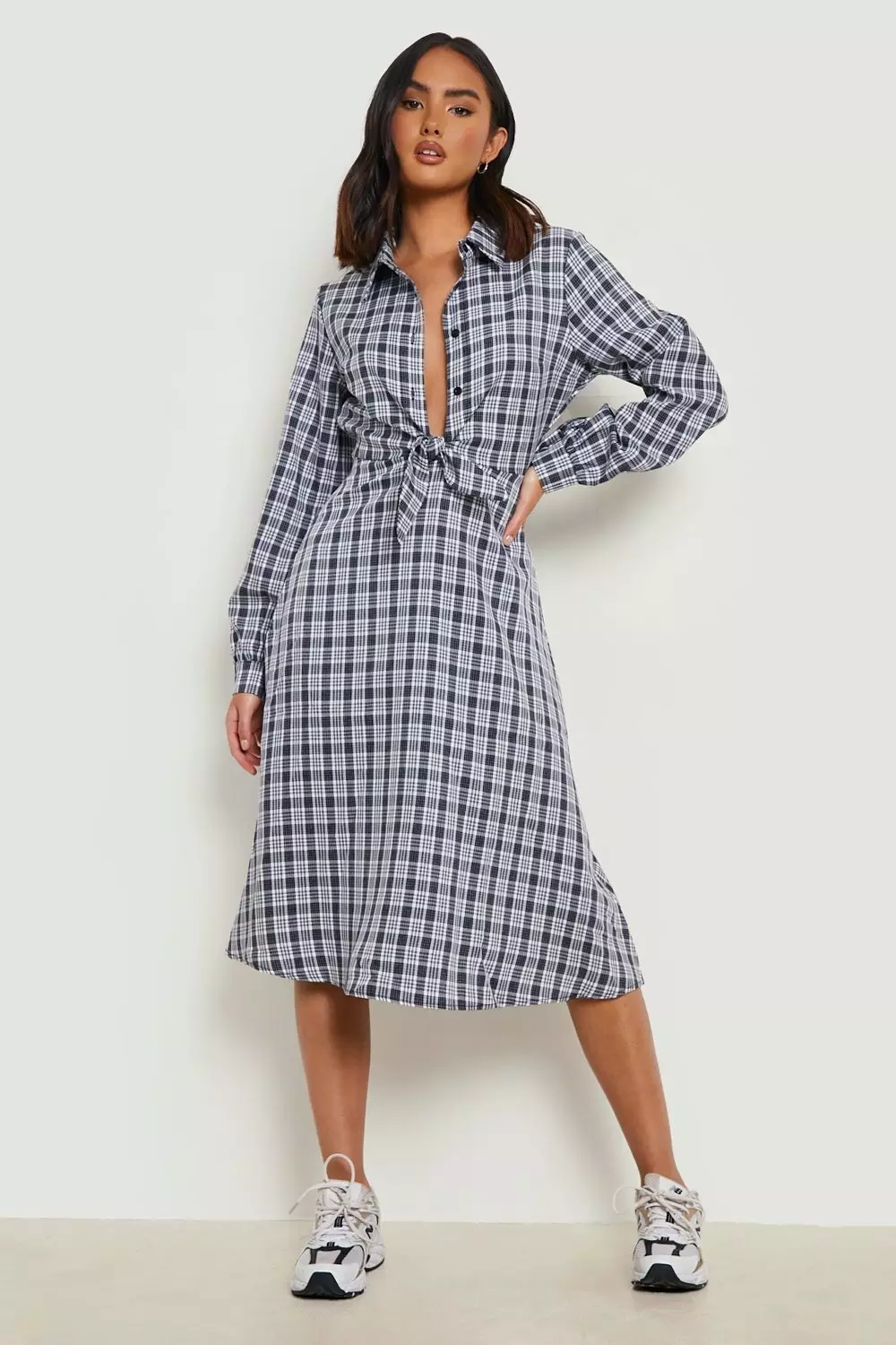 Plaid midi shirt dress hotsell