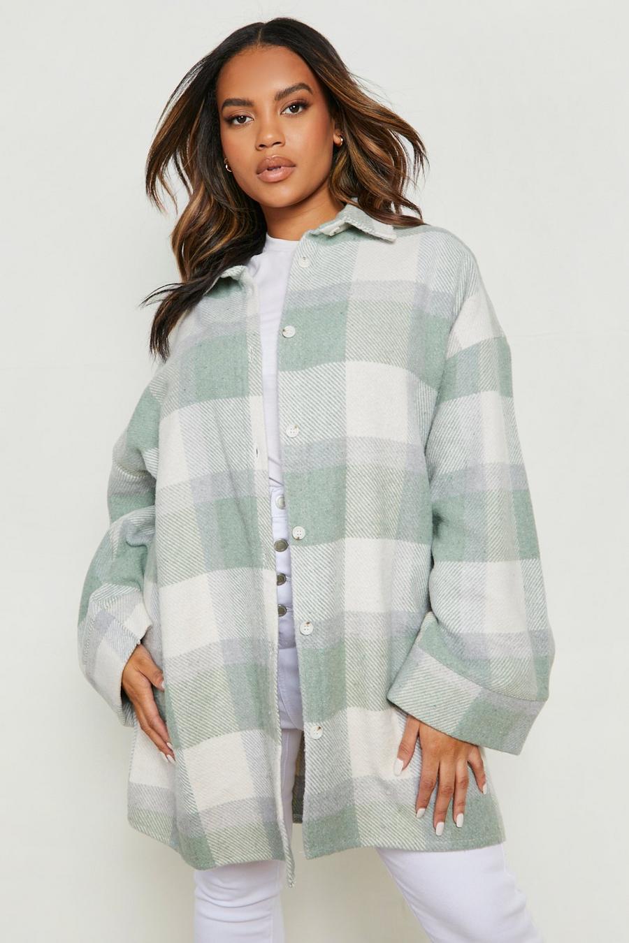 Mint Plus Oversized Wide Sleeve Check Shacket image number 1