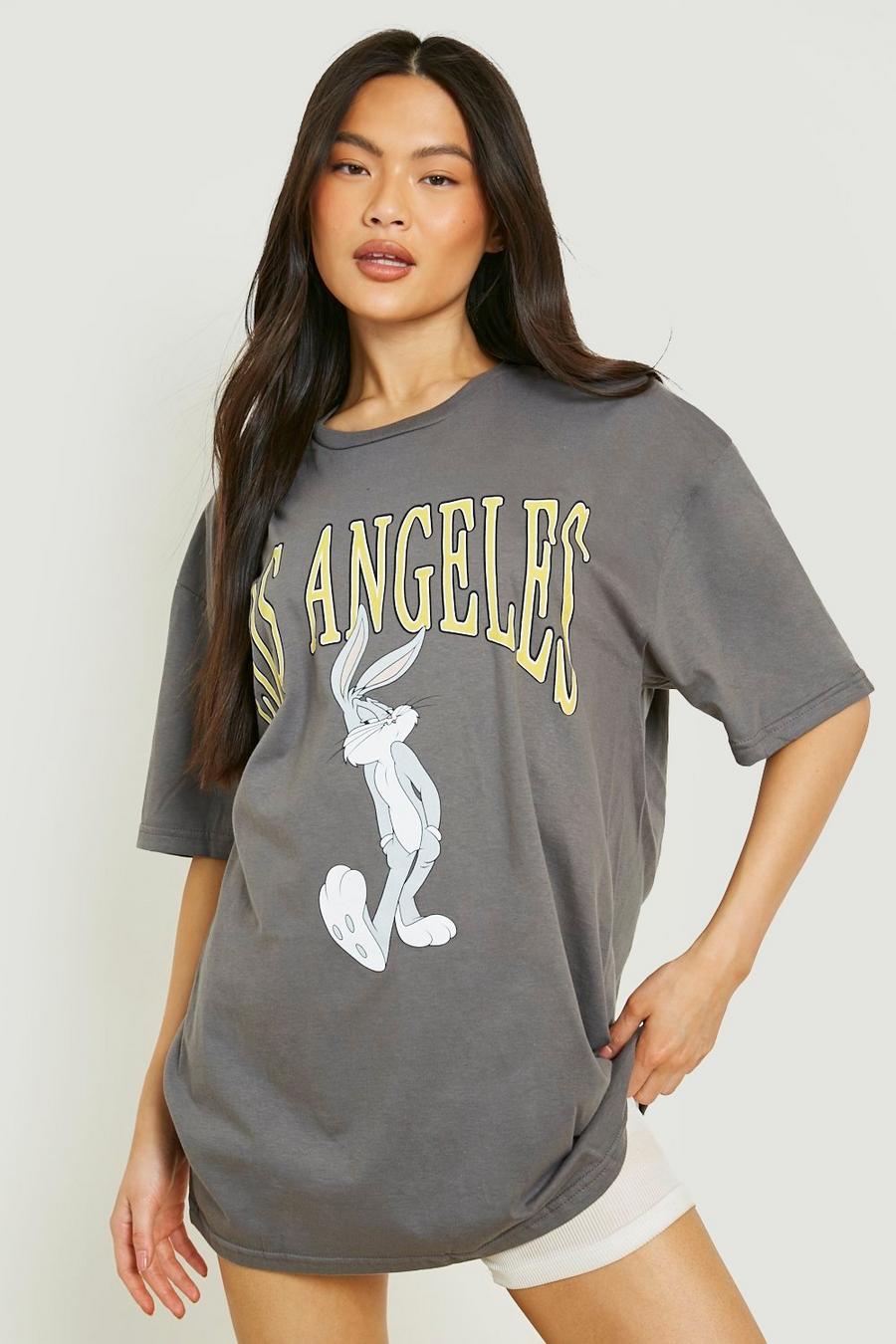Charcoal Bugs Bunnie License Oversized T Shirt image number 1