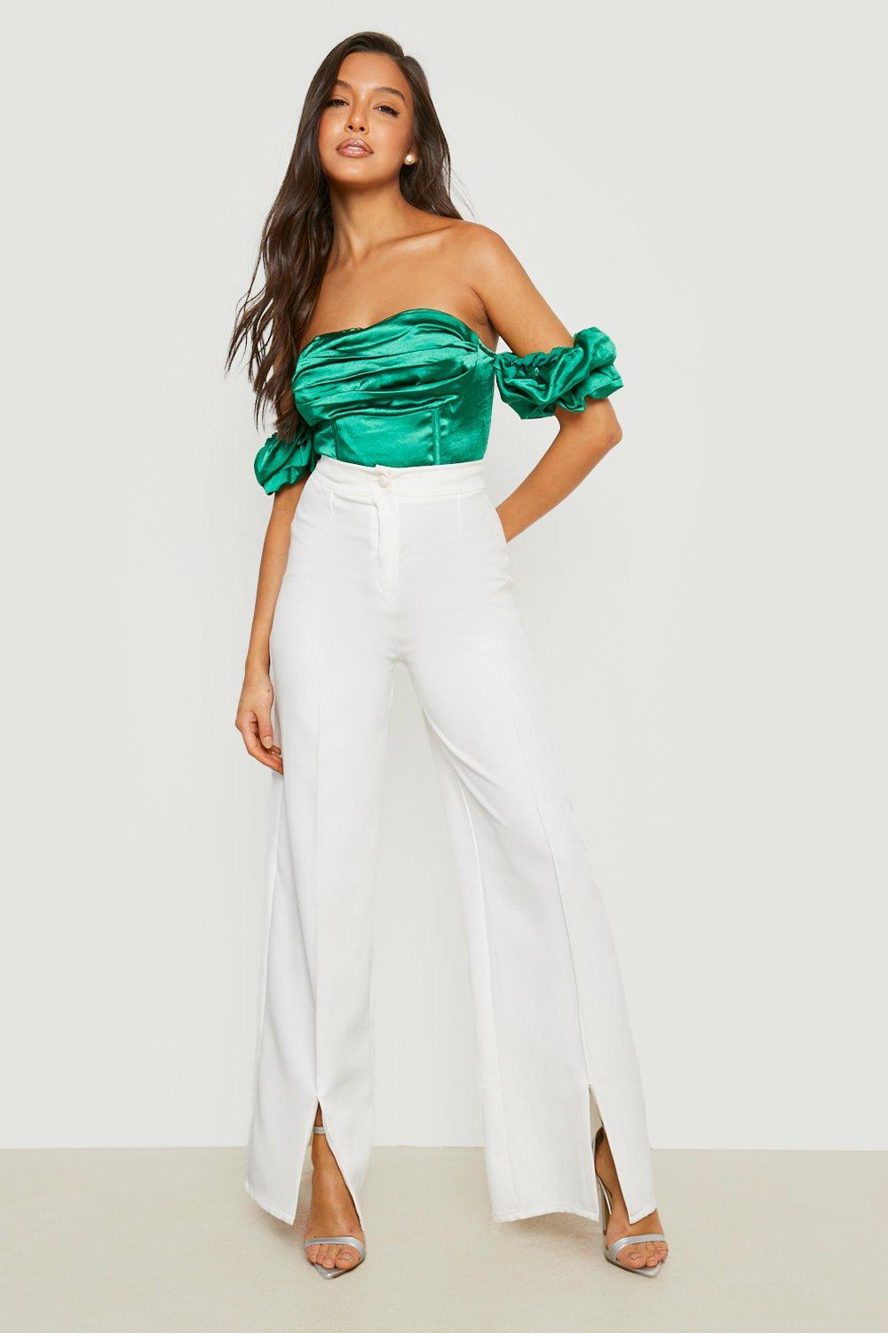 Off The Shoulder Ruched Satin Bodysuit