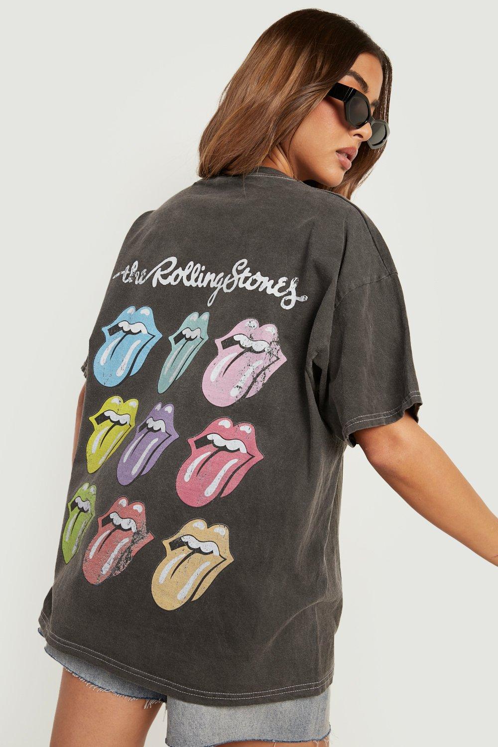 Overdye Rolling Stones T Shirt Met Rugopdruk boohoo