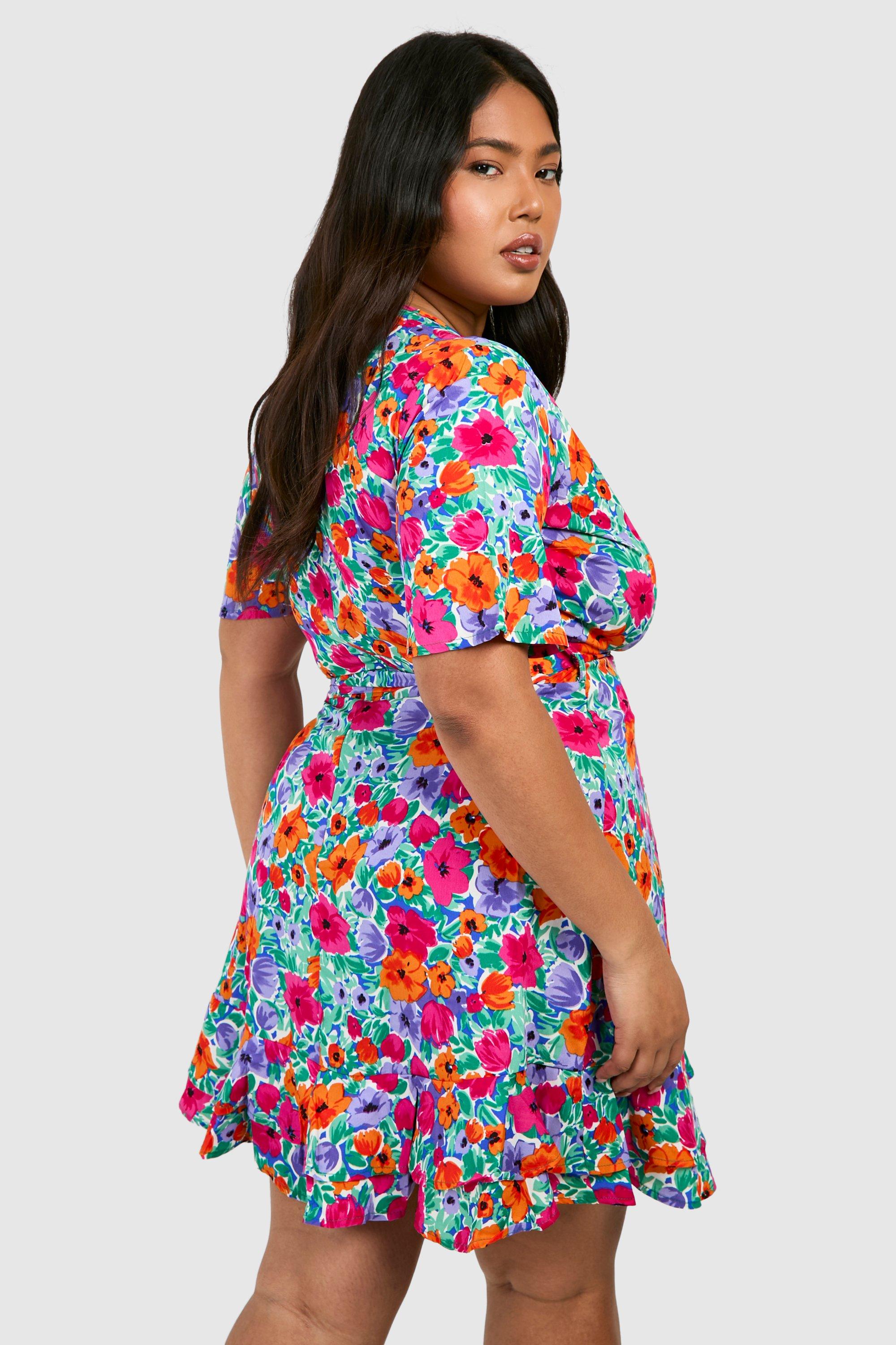 Boohoo ruffle tea clearance dress