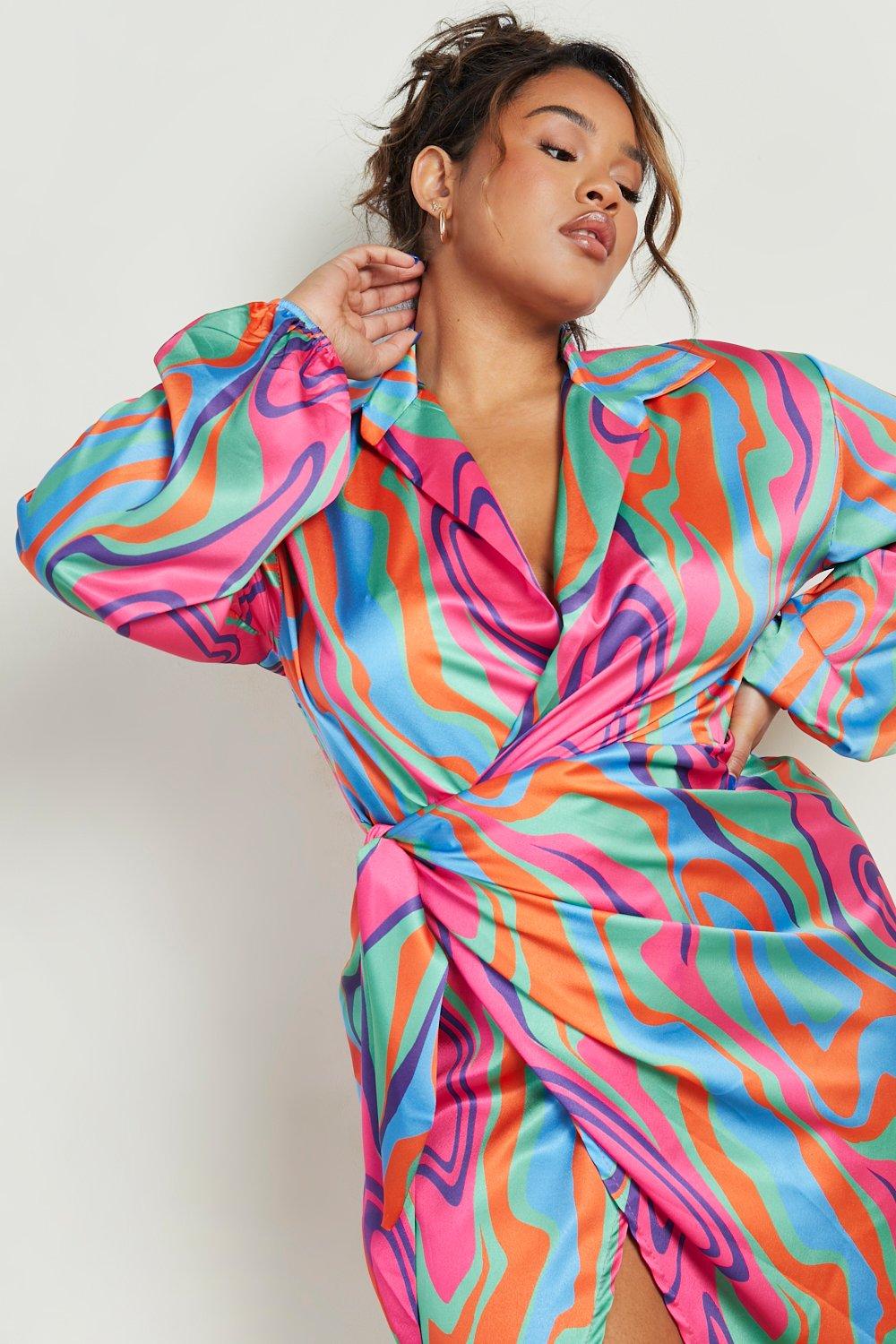 Satin wrap dress boohoo sales