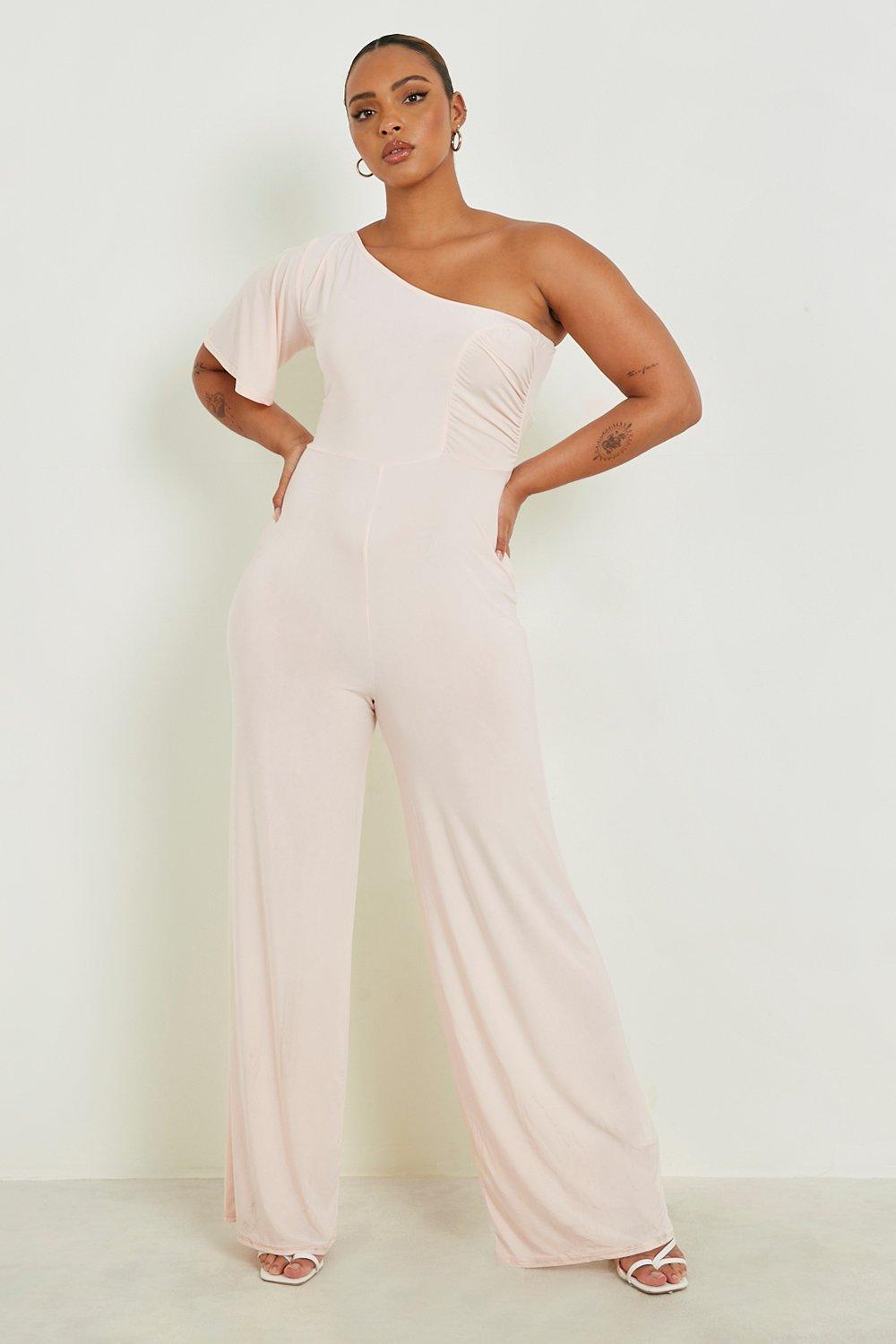 One shoulder best sale wide leg jumpsuit