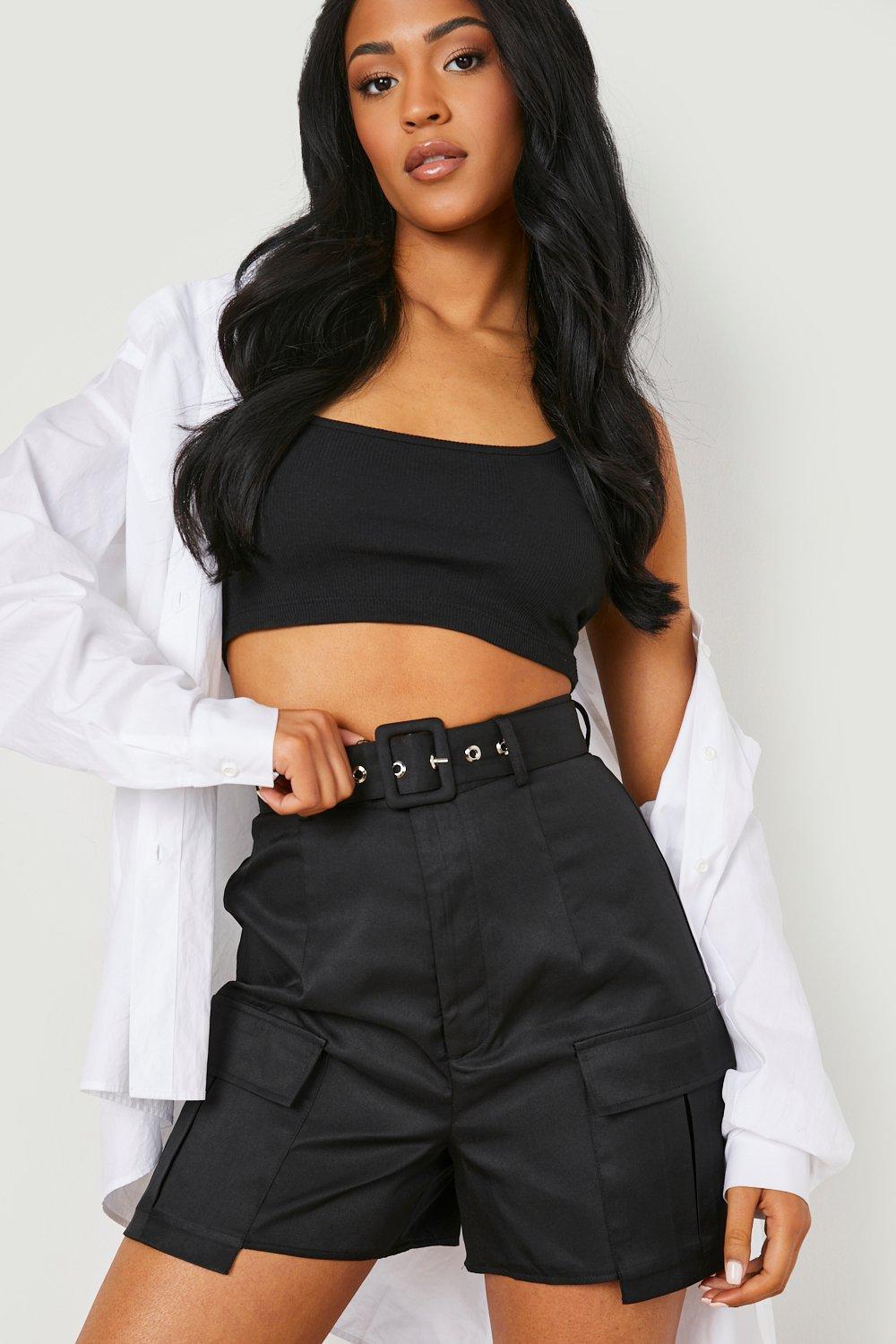 Black utility shorts store womens