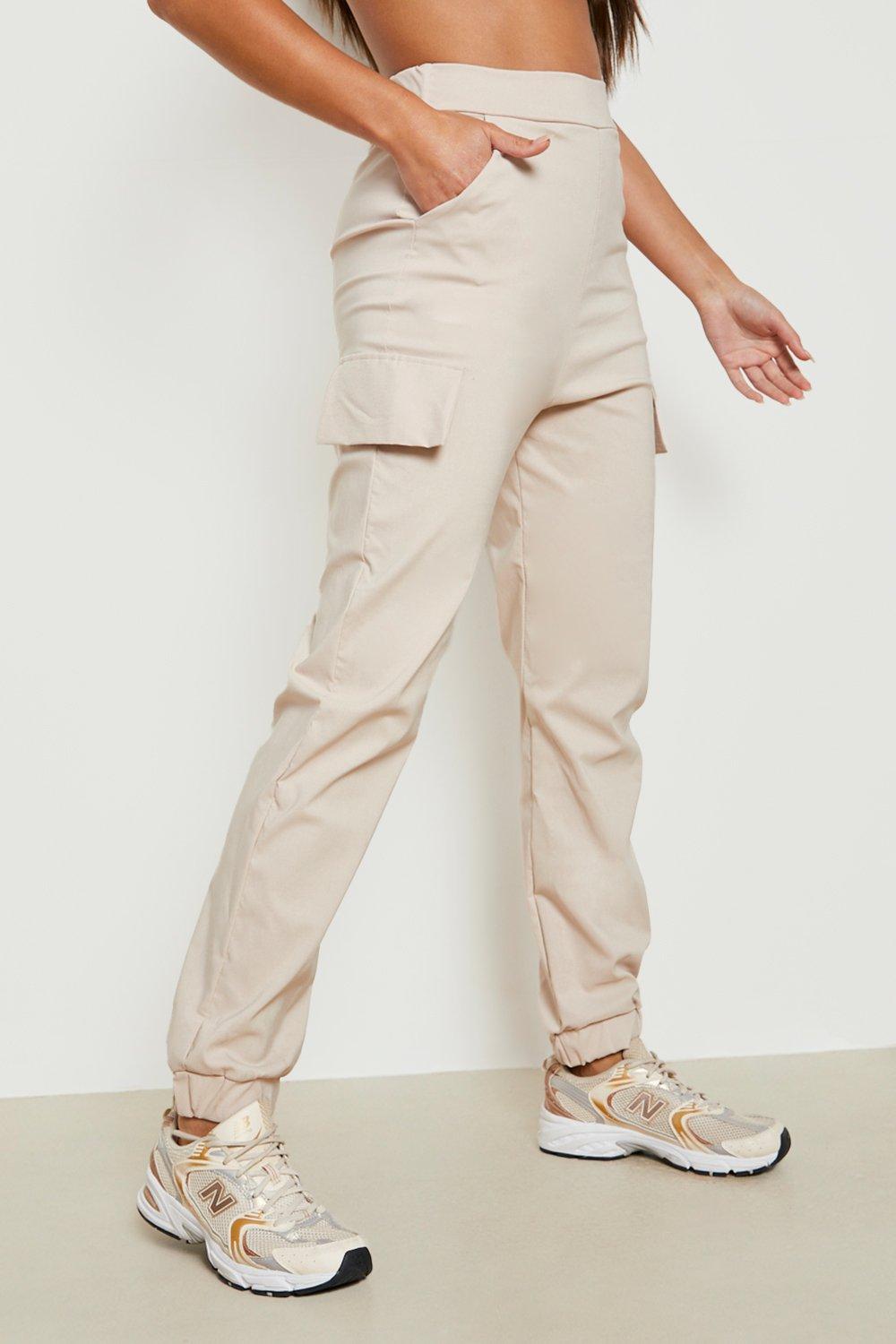 Tall Black Ruched Tie Ankle Skinny Cargo Pants
