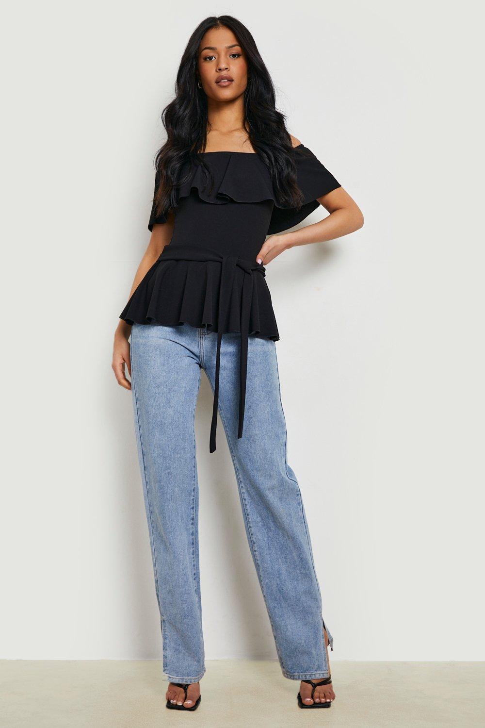 Tall Frill Detail Strappy Peplum Top