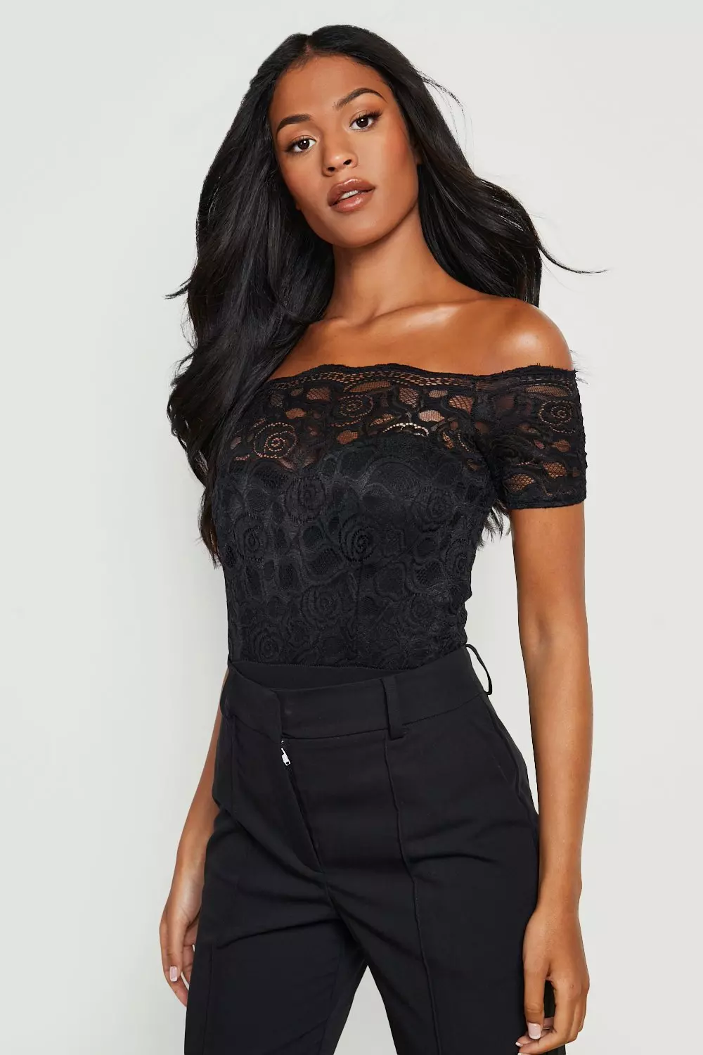 Off the shoulder store lace bodysuit