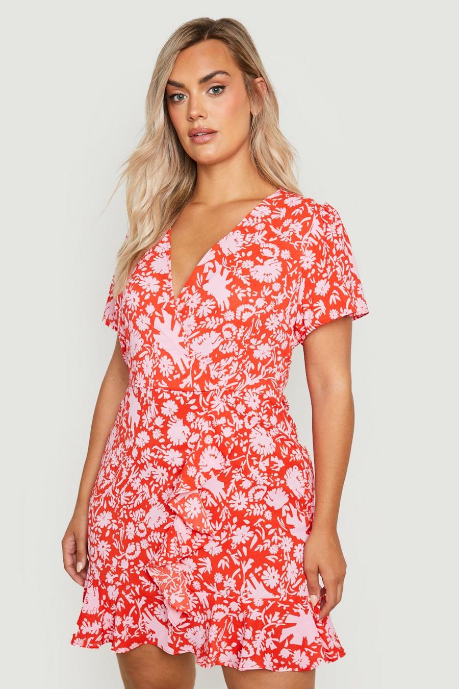Pink Plus Woven Floral Ruffle Sun Dress image number 1