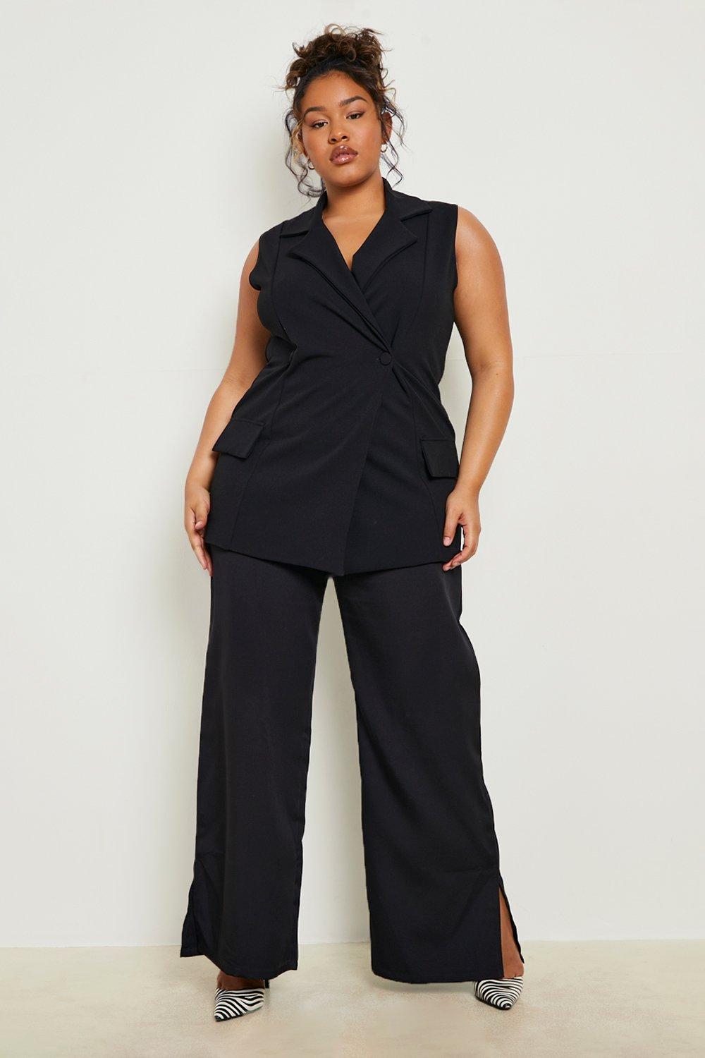 Plus size sleeveless discount blazer