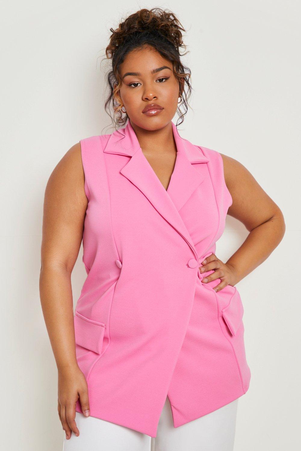 Pink plus size on sale vest