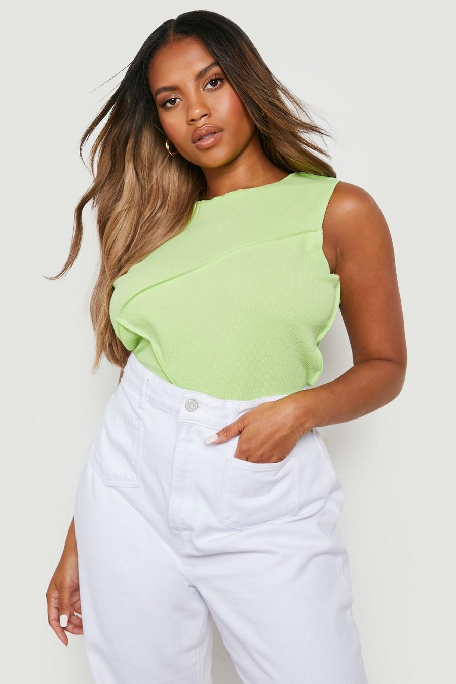 Lime green Plus Seam Detail Vest Top image number 1