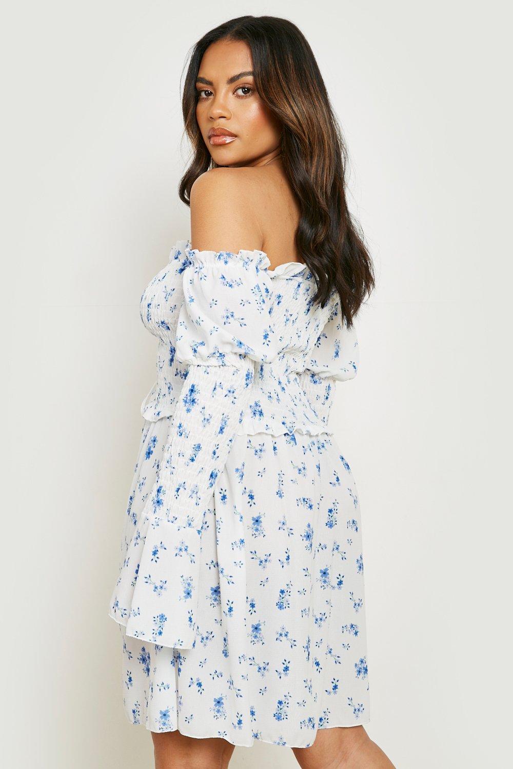 Boohoo bardot sale skater dress