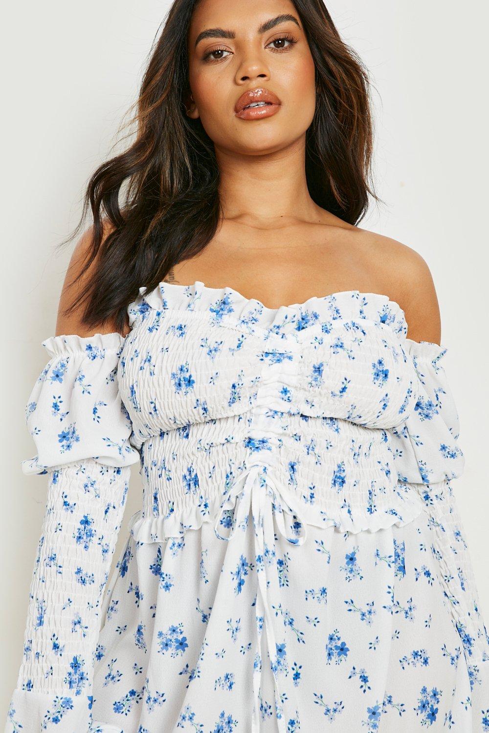 Boohoo blue best sale skater dress