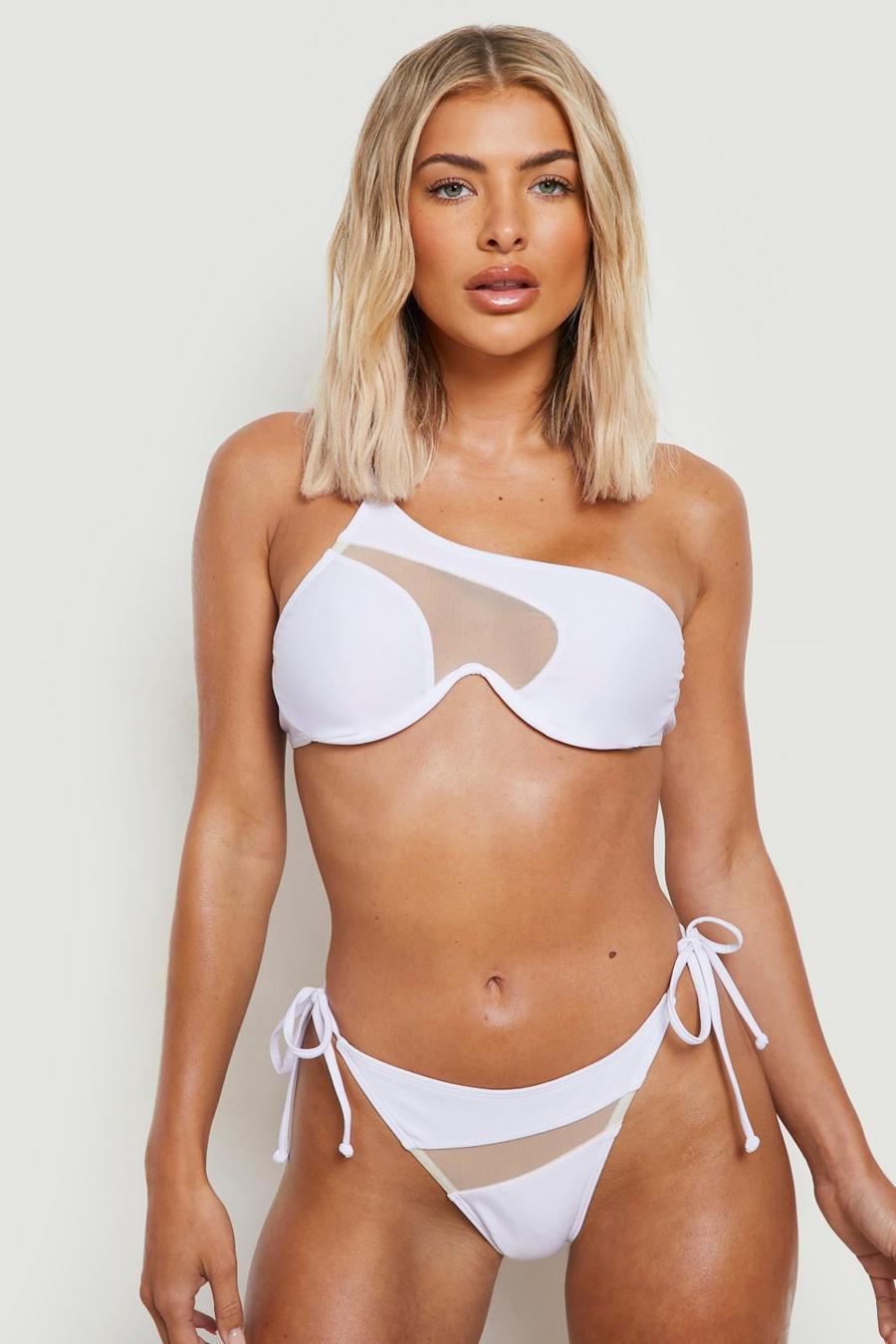 White Bikinitopp med bygel och mesh image number 1