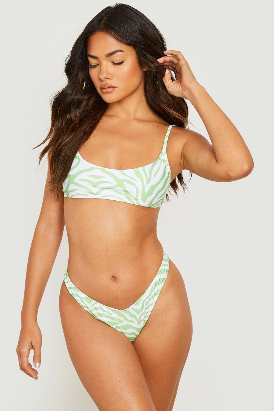 Green Zebra Scoop Longline Bikini Top image number 1