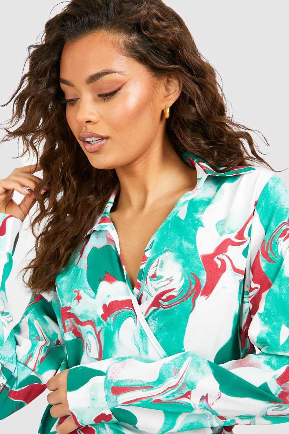 Marble Printed Shirt Dress