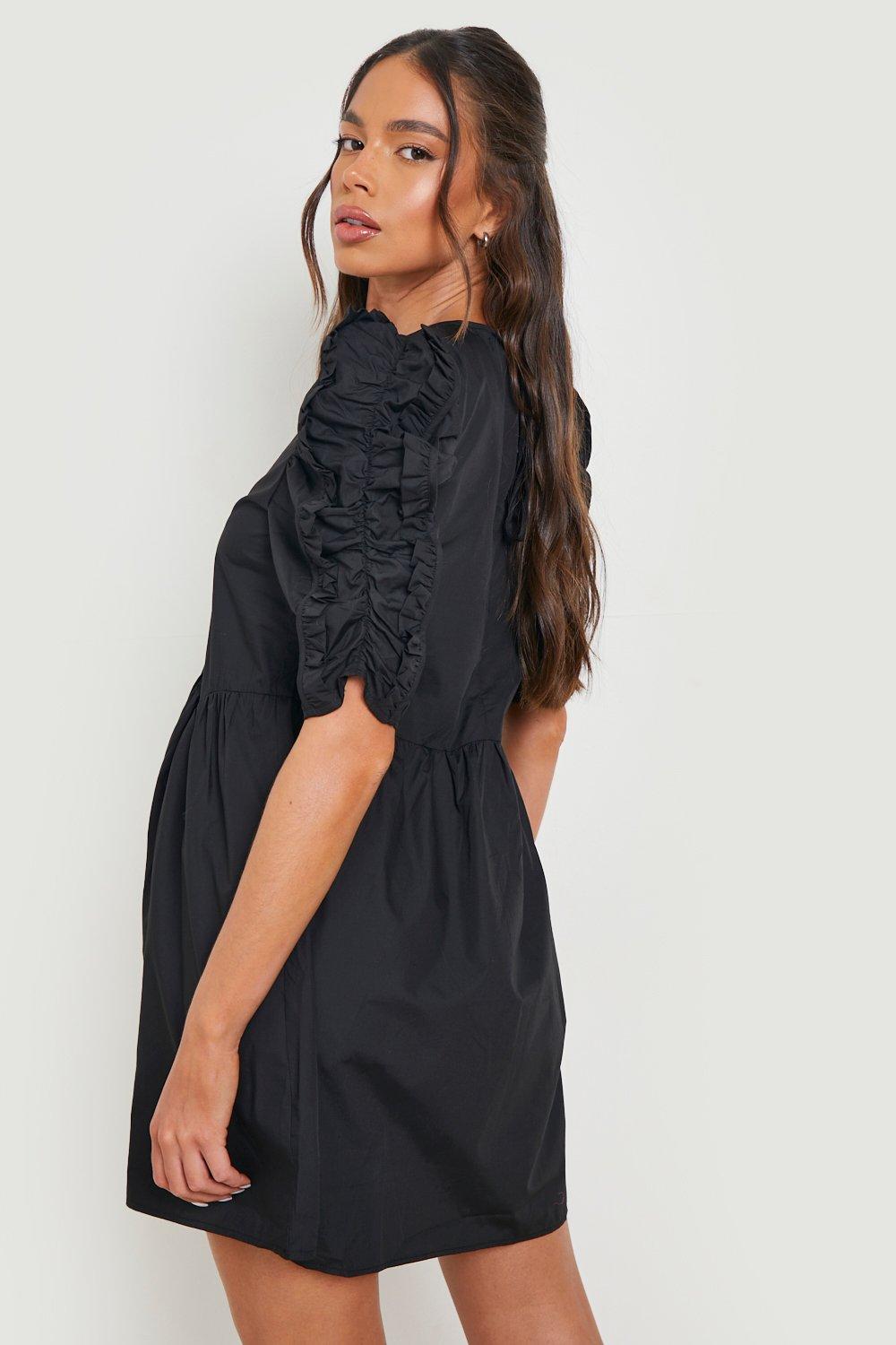 Boohoo black smock dress sales