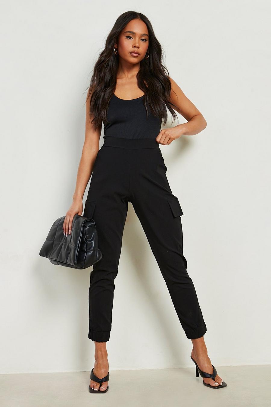 Black Petite Tapered Cargo Trouser  image number 1