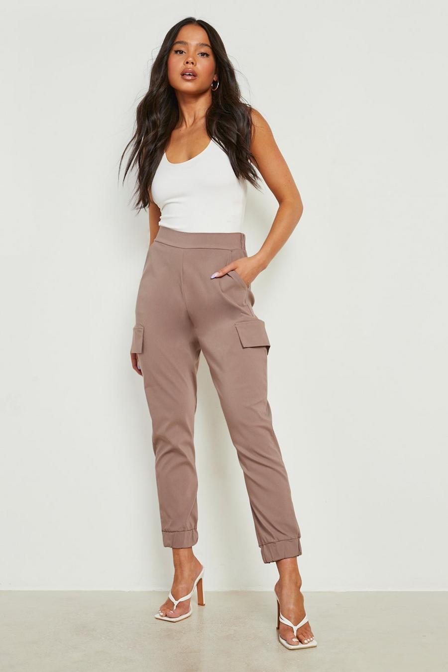 Mocha beige Petite Tapered Cargo Trouser  image number 1