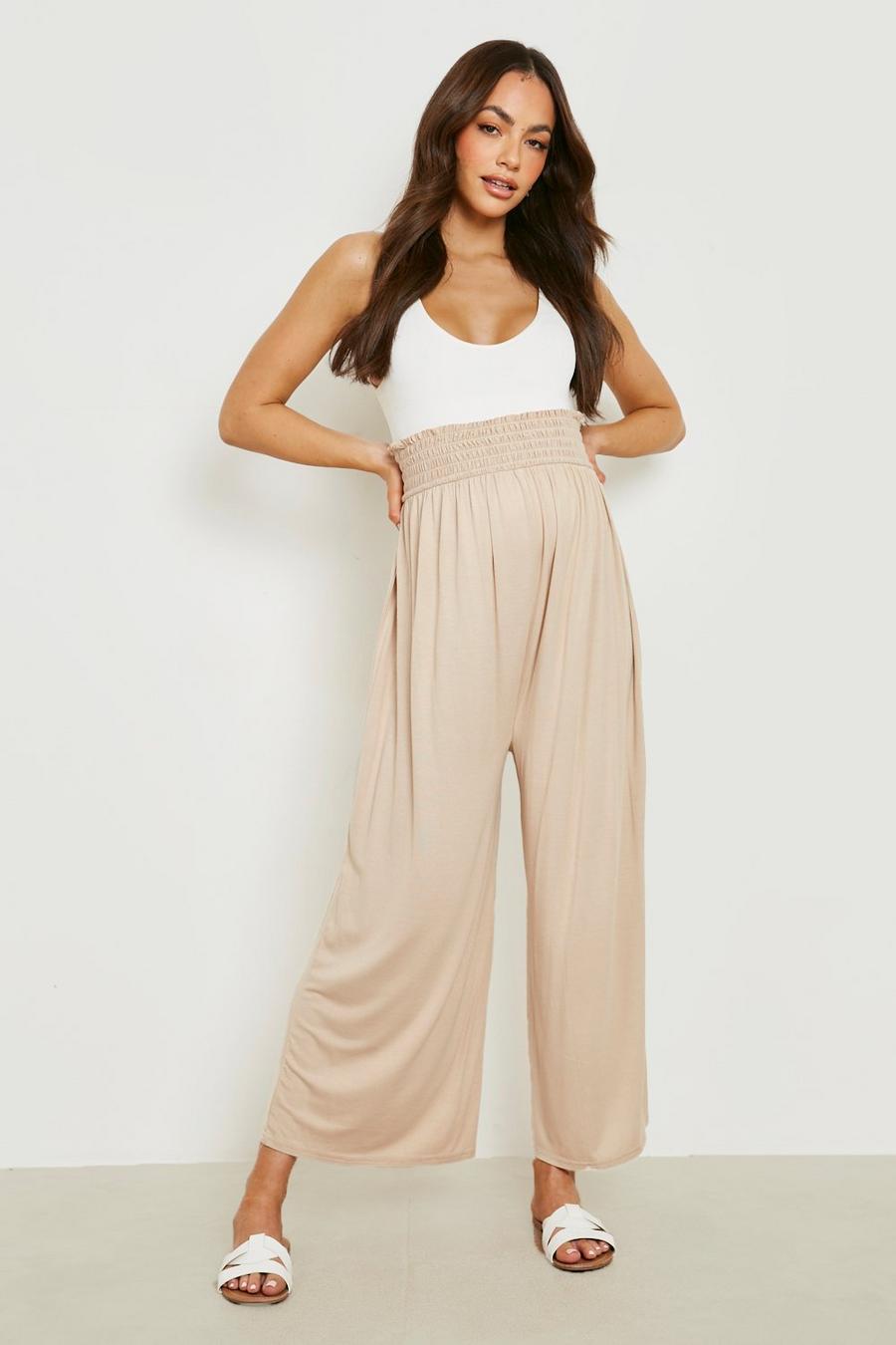 Stone Maternity Shirred Waist Culotte Pants image number 1