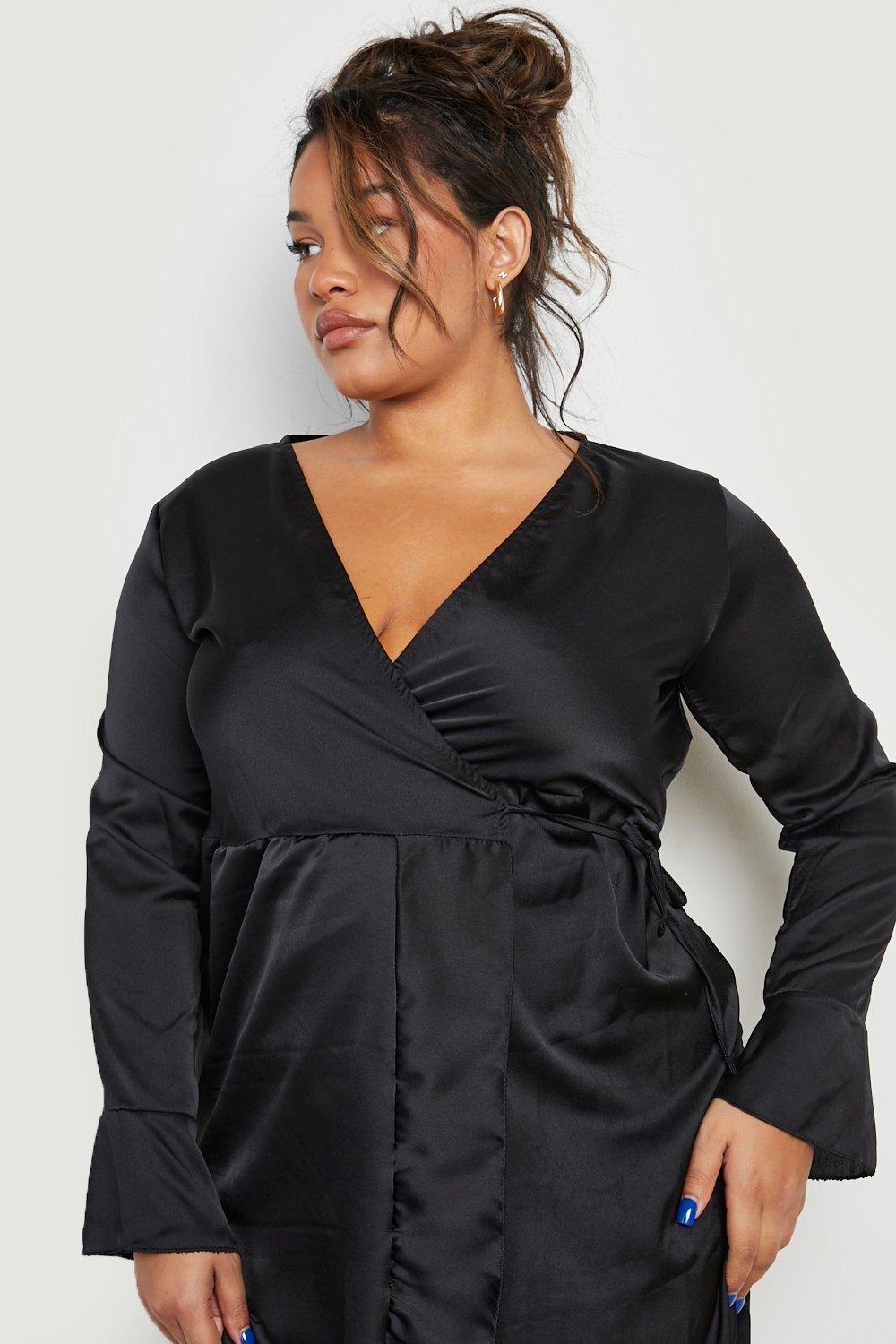 Boohoo wrap dress outlet plus