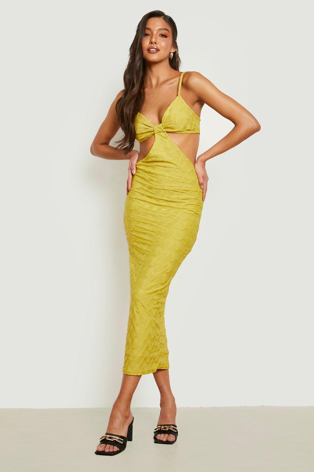 Women s Textured Strappy Midaxi Dress Boohoo UK