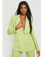 Lime green Plunge Tailored Fitted Blazer