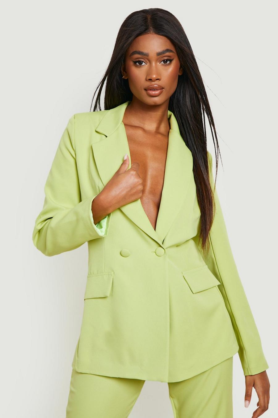 Lime Plunge Tailored Fitted Blazer image number 1
