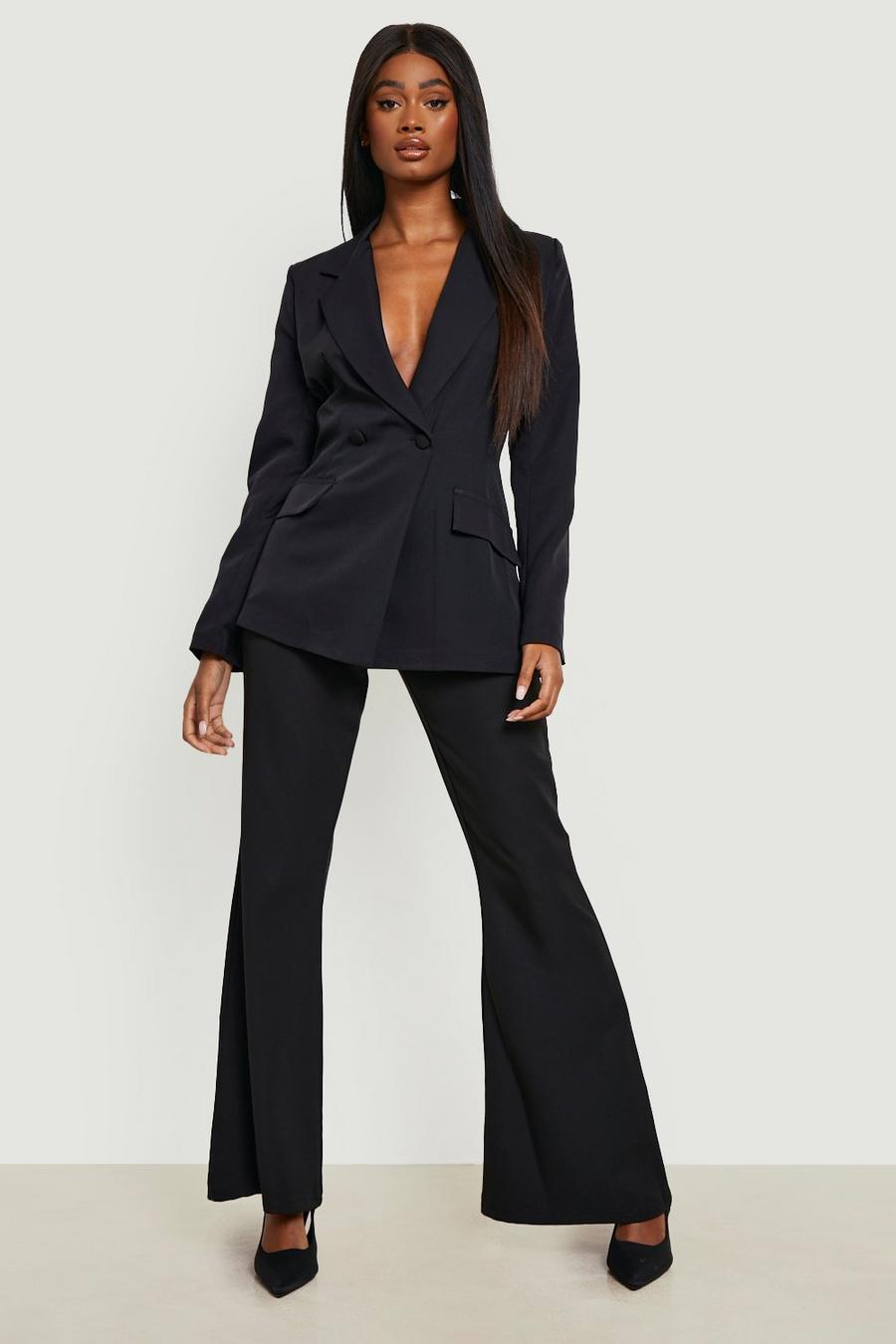Black Fit & Flare Tailored Trousers 
