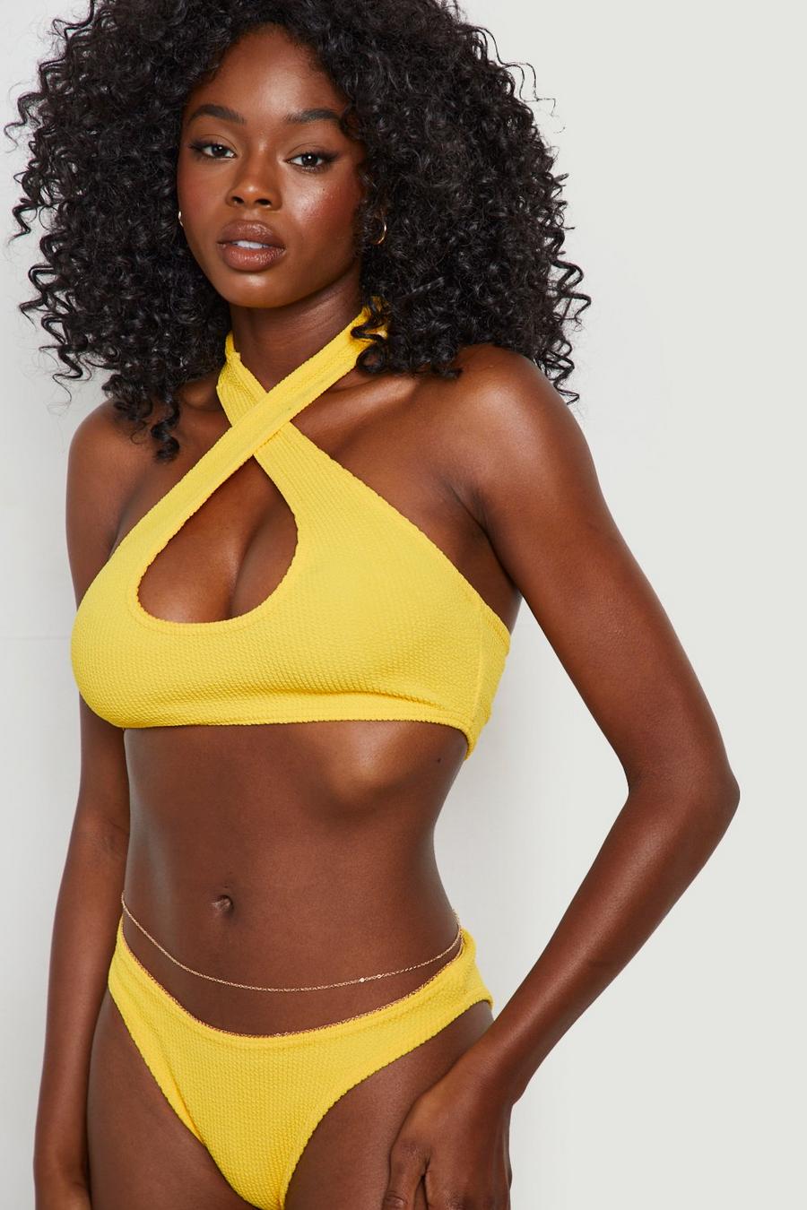 Yellow Crinkle Hipster Bikini Brief