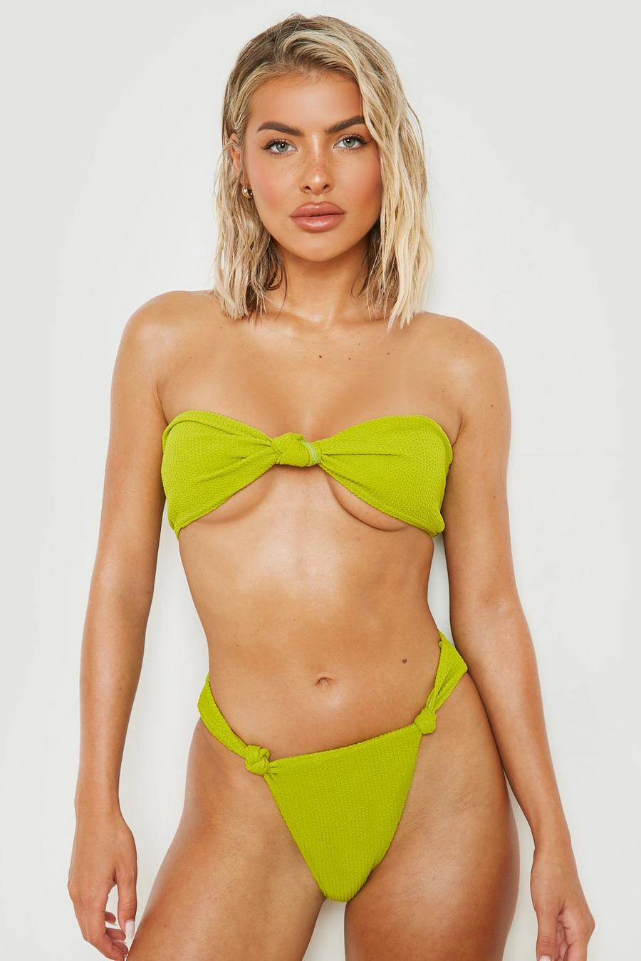 Olive green Crinkle Knot Bikini Brief