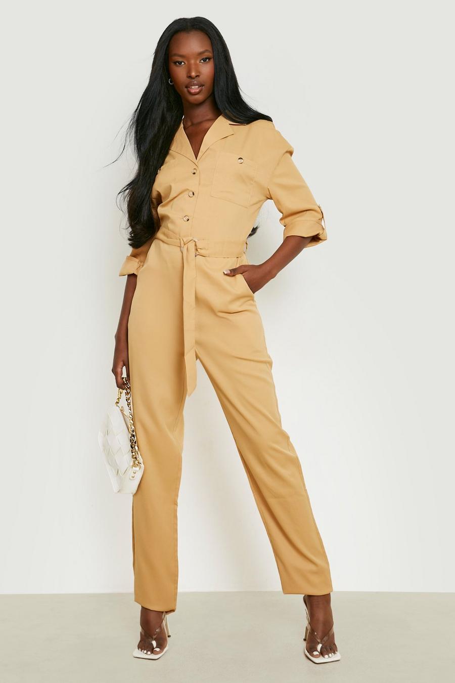 Camel Woven Utility Jumpsuit image number 1