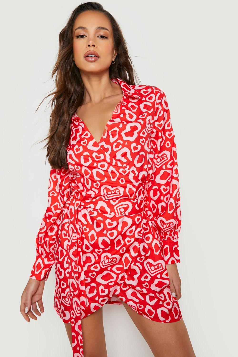 Boohoo red leopard print hot sale dress